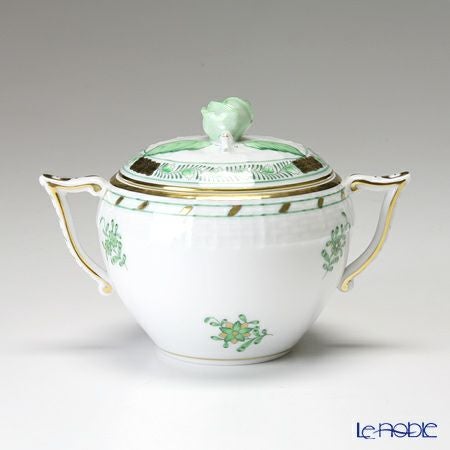 ヘレンド (HEREND) インドの華グリーン 00472-0-09 シュガーポット ローズ 200ml