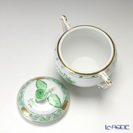 ヘレンド (HEREND) インドの華グリーン 00472-0-09 シュガーポット ローズ 200ml