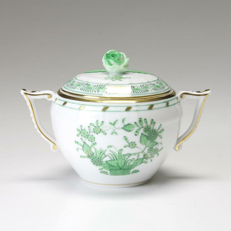 ヘレンド (HEREND) インドの華グリーン 00472-0-09 シュガーポット ローズ 200ml