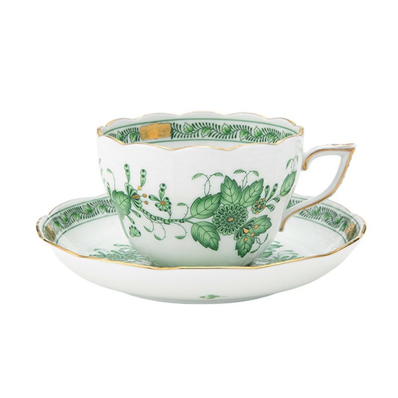 ヘレンド (HEREND) インドの華グリーン 00730-0-00 ティーカップ＆ソーサー（兼用） 200ml