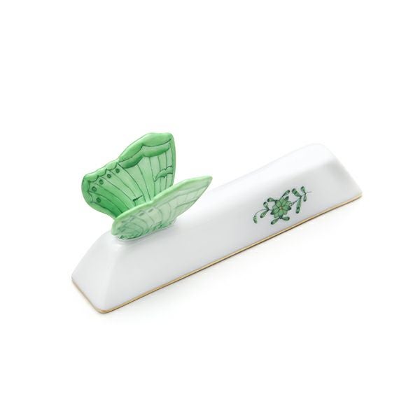 ヘレンド アポニーグリーン AV ナイフレスト／カトラリーレスト／箸置き（チョウ）02276-0-17