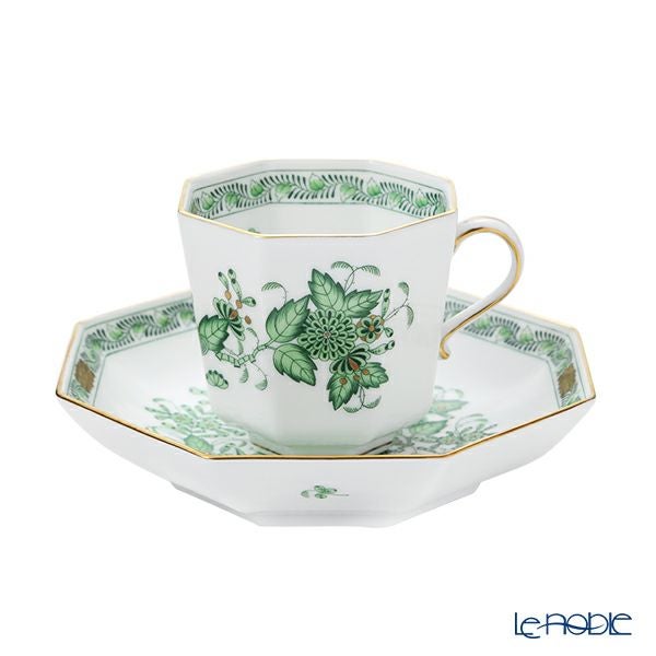 ヘレンド インドの華グリーン FV オクタゴナルカップ＆ソーサー 04304-0-00