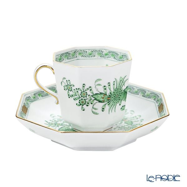 ヘレンド インドの華グリーン FV オクタゴナルカップ＆ソーサー 04304-0-00