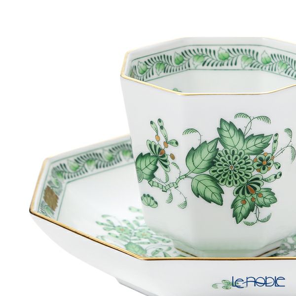 ヘレンド インドの華グリーン FV オクタゴナルカップ＆ソーサー 04304-0-00