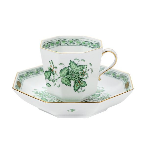 ヘレンド インドの華グリーン FV オクタゴナルカップ＆ソーサー 04304-0-00