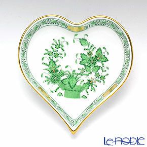 ヘレンド インドの華グリーン 07703-0-00／7703 ハートトレイ
