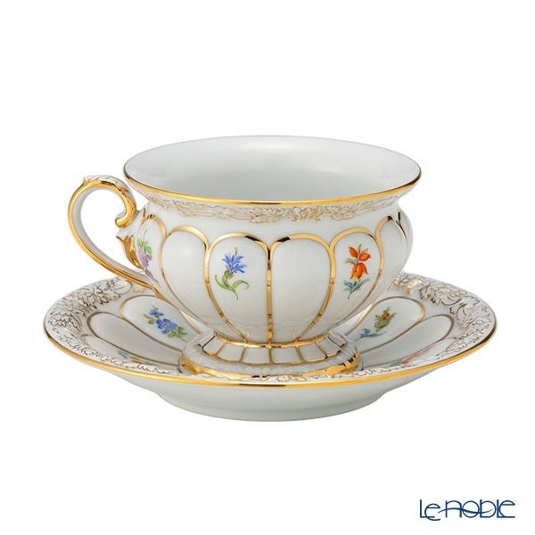 マイセン（Meissen） 宮廷の小花 スキャタードフラワー X-Form（金彩縁） 010198／17582 コーヒーカップ＆ソーサー 200ml