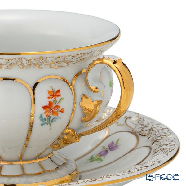 マイセン（Meissen） 宮廷の小花 スキャタードフラワー X-Form（金彩縁） 010198／17582 コーヒーカップ＆ソーサー 200ml