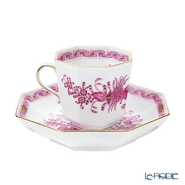 ヘレンド (HEREND) インドの華ピンク P オクタゴナルカップ＆ソーサー 04304-0-00