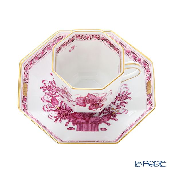 ヘレンド (HEREND) インドの華ピンク P オクタゴナルカップ＆ソーサー 04304-0-00