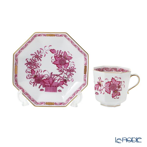 ヘレンド (HEREND) インドの華ピンク P オクタゴナルカップ＆ソーサー 04304-0-00