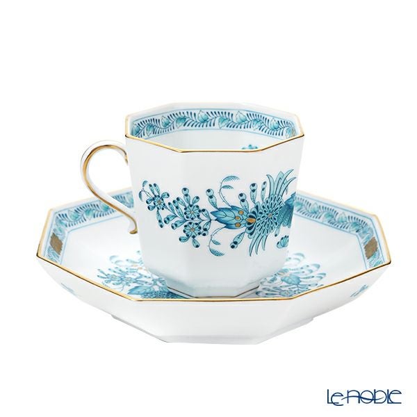 ヘレンド インドの華ターコイズ FTQ オクタゴナルカップ＆ソーサー 04304-0-00