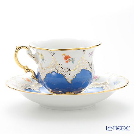 マイセン（Meissen） 宮廷の小花 016098／15582 コーヒーカップ＆ソーサー 200ml（青金彩）