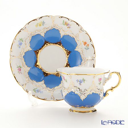 マイセン（Meissen） 宮廷の小花 016098／15582 コーヒーカップ＆ソーサー 200ml（青金彩）