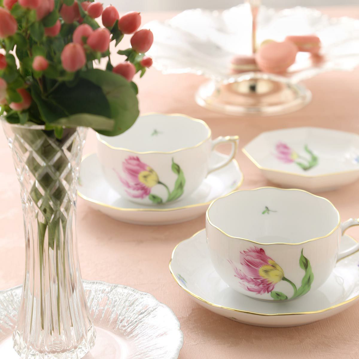 ヘレンド (HEREND) キティ KY-2（ピンク） 00724-0-00／724 ティーカップ＆ソーサー 200ml