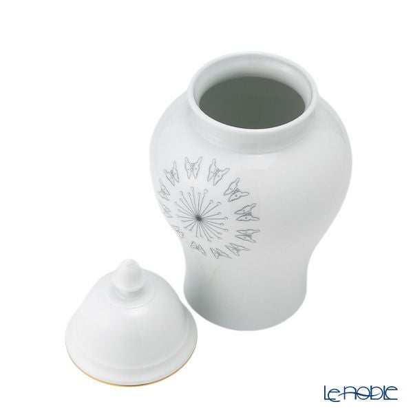 ジノリ1735／リチャード ジノリ（GINORI 1735／Richard Ginori）Bee White ビーホワイト 蓋付き壷 バタフライパズル 31cm