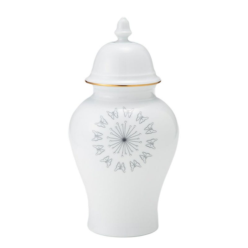 ジノリ1735／リチャード ジノリ（GINORI 1735／Richard Ginori）Bee White ビーホワイト 蓋付き壷 バタフライパズル 31cm