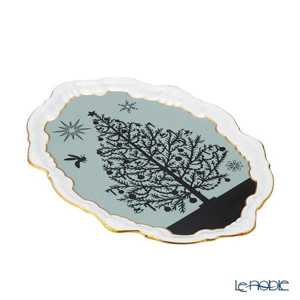 ジノリ1735／リチャード ジノリ（GINORI 1735／Richard Ginori） シルク・デ・メルヴェイユ ローズ オーバルトレイ 27.5cm フチ飾り付