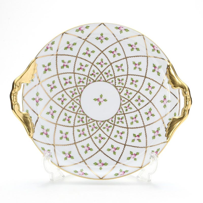 ヘレンド セーブル風の薔薇 SPORG 02315-0-00 ケーキプレート（両手付） 28.5cm