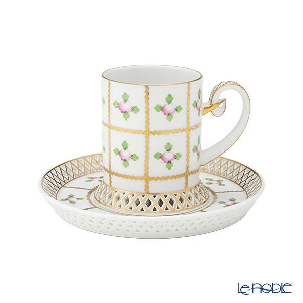 ヘレンド セーブル風の薔薇 SPRO カップ＆ソーサー 透かしレース（オープンワーク） 150ml 04754-0-00