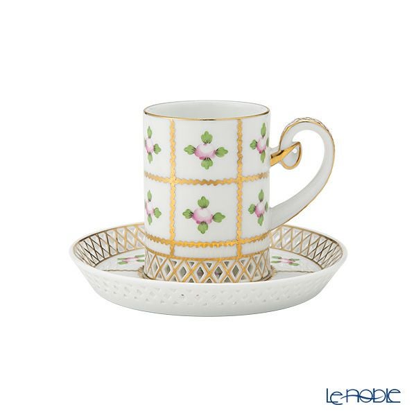 ヘレンド セーブル風の薔薇 SPRO カップ＆ソーサー 透かしレース（オープンワーク） 100ml バーチカル 04756-0-00
