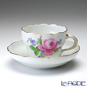 マイセン（Meissen） ピンクのバラ／忘れな草 020810／00582 コーヒー
