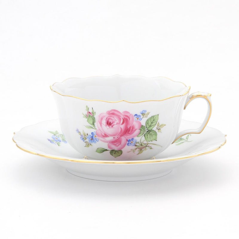 マイセン（Meissen） ピンクのバラ／忘れな草 020810／00633 ティーカップ＆ソーサー 150ml