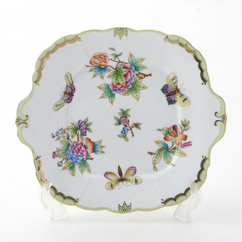 ヘレンド ヴィクトリア・ブーケ 00431-0-00 四角ケーキ皿 28×25cm