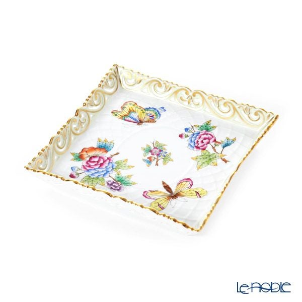 ヘレンド ヴィクトリア・ブーケ スクエアトレイ 15.5cm 07509-0-00