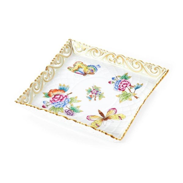 ヘレンド ヴィクトリア・ブーケ スクエアトレイ 15.5cm 07509-0-00