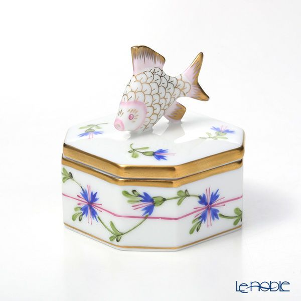 ヘレンド ブルーガーランド PBG 06105-0-28 オクタゴナルボックス（フィッシュ）