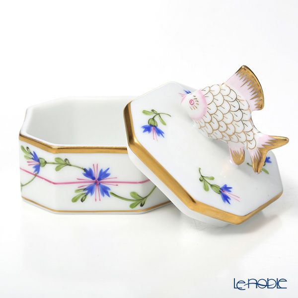 ヘレンド ブルーガーランド PBG 06105-0-28 オクタゴナルボックス（フィッシュ）