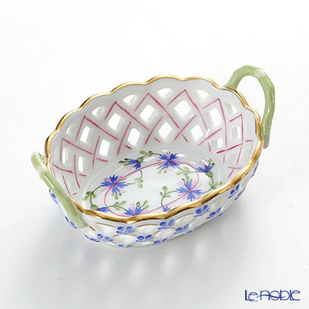ヘレンド オープンバスケット ヘレンド (HEREND) アポニーブルー バスケット オープンワーク 13.5cm 食器