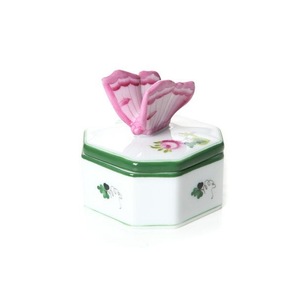 ◆ HEREND ヘレンド ウィーンの薔薇　ブタ　フィギュリン　箱付 ヘレンド (HEREND) ウィーンのバラ オクタゴナルボックス チョウ