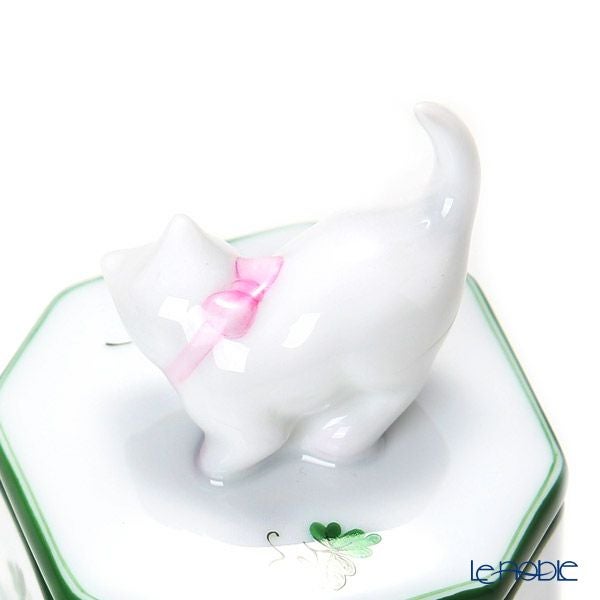 ヘレンド ウィーンのバラ オクタゴナルボックス ネコ 4.8cm 06105-0-26