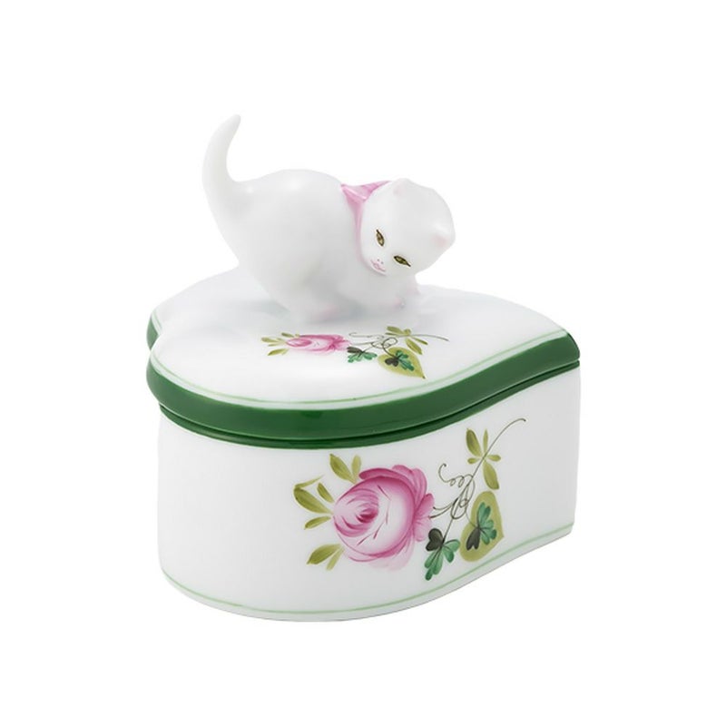 ヘレンド ウィーンのバラ 06111-0-26 ハートボックス（ネコ）