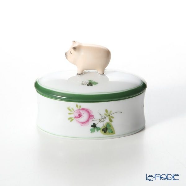 ヘレンド ウィーンのバラ 06114-0-72 オーバルボックス（ブタ）