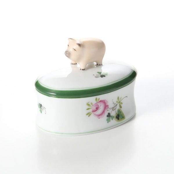 ヘレンド ウィーンのバラ 06114-0-72 オーバルボックス（ブタ）
