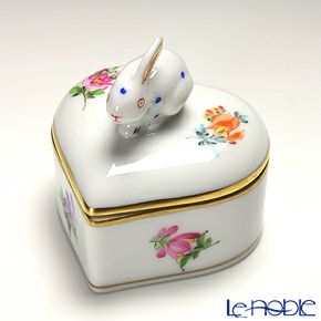 ヘレンド ミルフルール MF 06112-0-25／6112 ハートボックス（ウサギ）