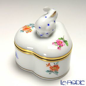 ヘレンド ミルフルール MF 06112-0-25／6112 ハートボックス（ウサギ）