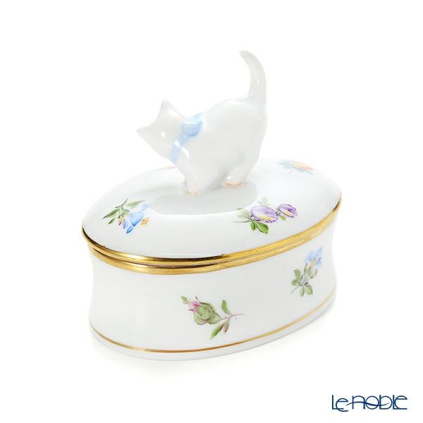 ヘレンド ミルフルール MF 06114-0-26 オーバルボックス（ネコ）