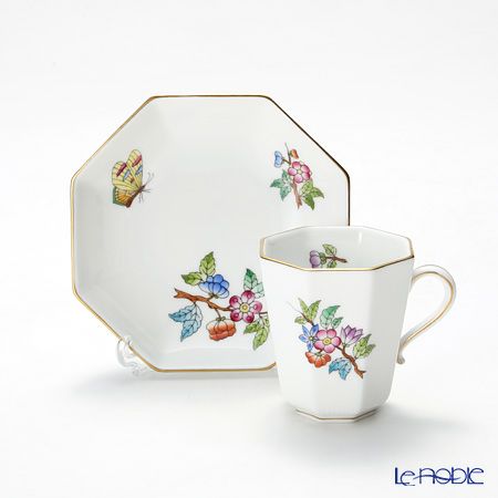 ヘレンド ヴィクトリア・プレーン VA 04307-0-00 モカカップ＆ソーサー（オクタゴナル）