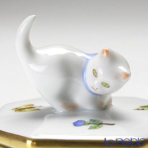 ヘレンド (HEREND) ヴィクトリア・プレーン VA 06104-0-26／6074 オクタゴナルボックス（ネコ）