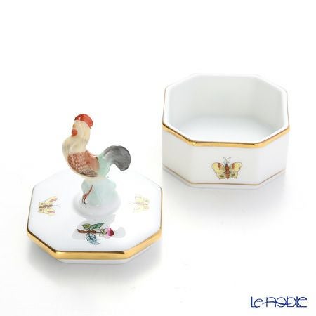 ヘレンド ヴィクトリア・プレーン VA 06105-0-16 オクタゴナルボックス（ニワトリ） 4.8cm