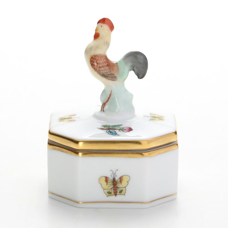 ヘレンド ヴィクトリア・プレーン VA 06105-0-16 オクタゴナルボックス（ニワトリ） 4.8cm