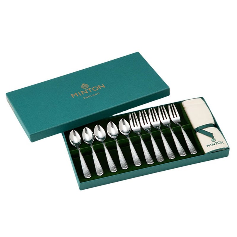 ミントン ヴィクトリアストロベリーホワイト VS203 ティースプーン・フォーク 10本セット 【収納袋付】