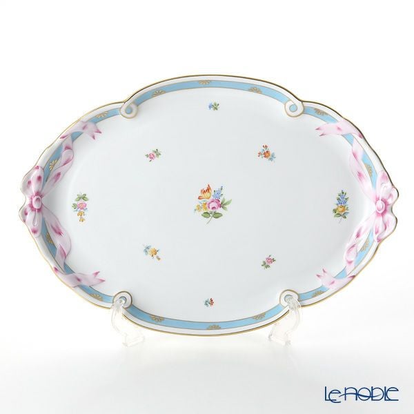 ヘレンド ローズチューリップ ブルー RTFB 20400-0-00 パーティートレイ 38cm