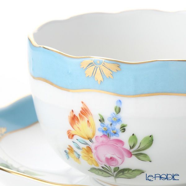 ヘレンド ローズチューリップ ブルー RTFB 20711-0-00 モカカップ＆ソーサー 100ml