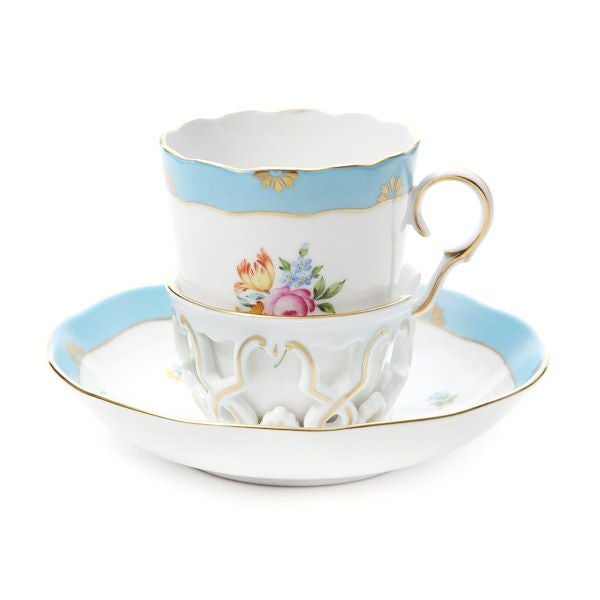 ヘレンド (HEREND) ローズチューリップブルー RTFB チョコレートカップ＆ソーサー 00713-0-00