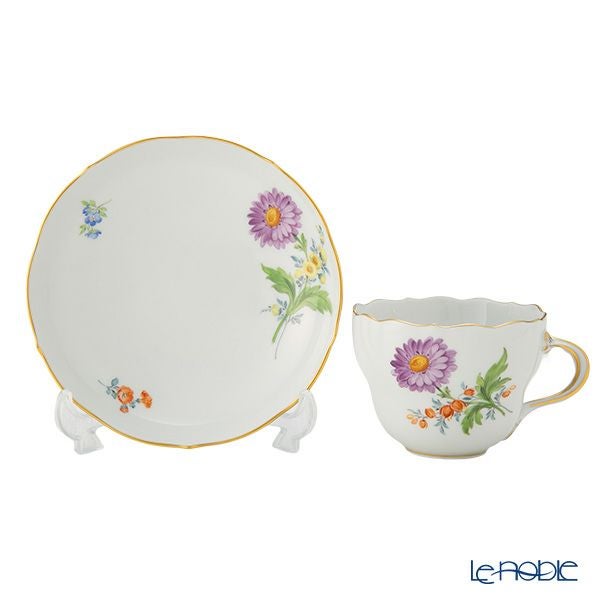マイセン（Meissen） ベーシックフラワー（二つ花） コーヒーカップ＆ソーサー 200ml アスター 040110／00582／03